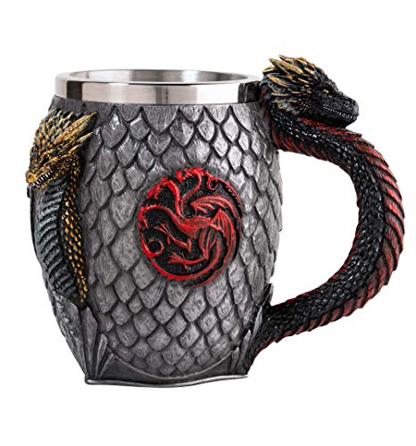 Nemesis Now B3704J7 House Targaryen Krug Game of Thrones Tasse, 14 cm, Kunstharz, mit Edelstahl-Einsatz, Grau von Nemesis Now