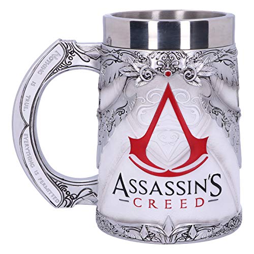 Nemesis Now B5296S0 Officially Licensed White Game Tankard, Resin w. Stainless Steel Bierkrug, offiziell lizenziert, Assassins Creed, Kunstharz mit Edelstahl, multicolor, 15.5cm von Nemesis Now