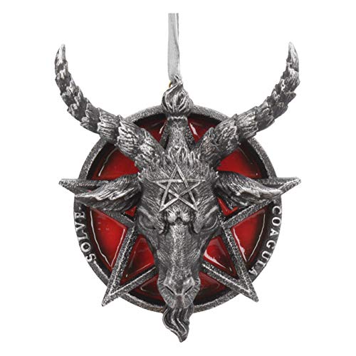 Nemesis Now Baphomet Kopf rotes Pentagramm zum Aufhängen, dekoratives Ornament, 9,5 cm, schwarz von Nemesis Now