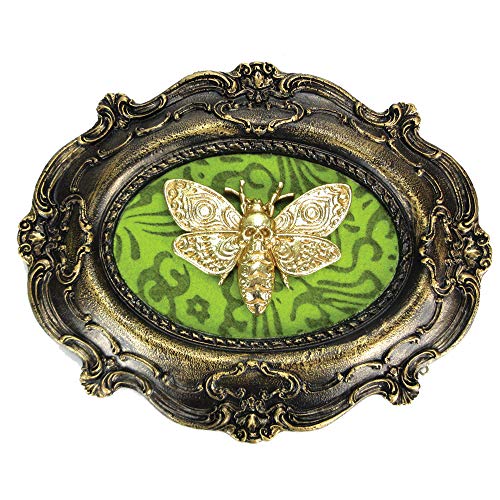 Nemesis Now Baroque Framed Moth Wall Plaque Motten-Macabre Barock-Rahmen-Wandplakette, Motiv Death's Head, Polyresin, Bronze, Einheitsgröße von Nemesis Now