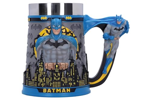 Nemesis Now Batman The Caped Crusader Bierkrug 15,5 cm, Kunstharz, offizielles Lizenzprodukt, Batman Bierkrug aus feinstem Kunstharz, fachmännisch handbemalt, herausnehmbarer Einsatz von Nemesis Now