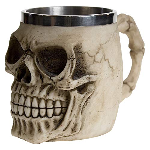 Nemesis Now Becher mit grinlierendem Totenkopf, 14 cm, elfenbeinfarben von Nemesis Now