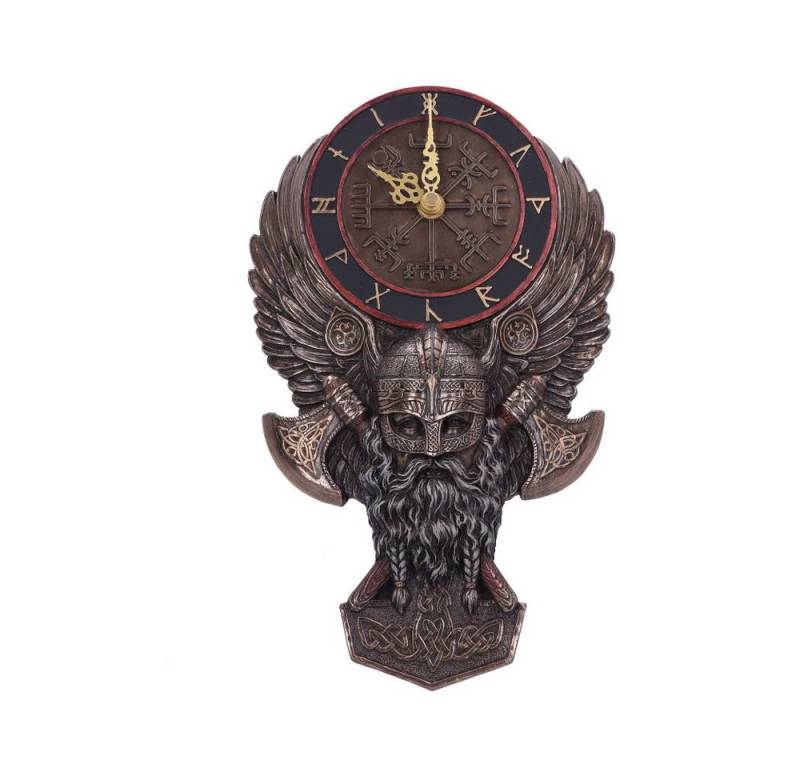 Nemesis Now Dekofigur Vegvisir Runen Wikinger Wanduhr 29cm Figur bronziert handcoloriert Uhr von Nemesis Now