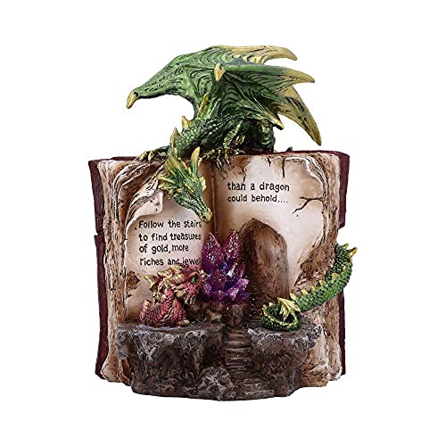Nemesis Now Hoard Finders Drache mit Buch, Kristallfigur, Grün, 20,8 cm von Nemesis Now