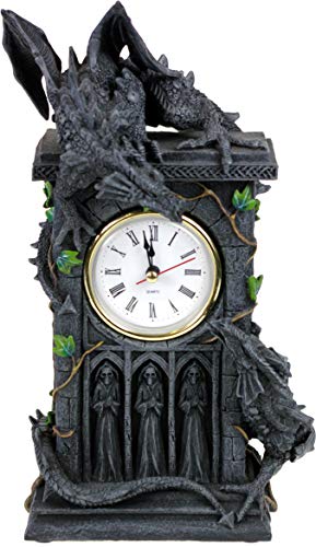 Nemesis Now Duelling Dragons Uhr, 26 cm, Polyresin, Grau von Nemesis Now