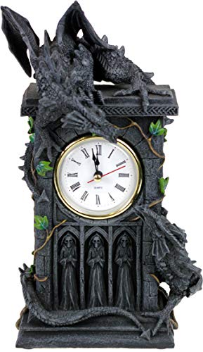 Nemesis Now Duelling-Dragons Uhr, 26 cm, Polyresin, grau von Nemesis Now