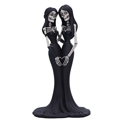 Nemesis Now Eternal Sisters Dekofigur aus Kunstharz, 24 cm, Gothic-Hochzeitsgeschenk, Skelett-Schwestern, aus feinstem Kunstharz, handbemalt, Schwarz und Weiß von Nemesis Now