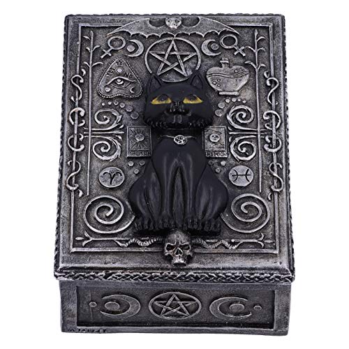 Nemesis Now Familiar Spell Black Cat Sigil Schmuckkästchen 13,7 cm, Harz, Silber, 13.7cm von Nemesis Now