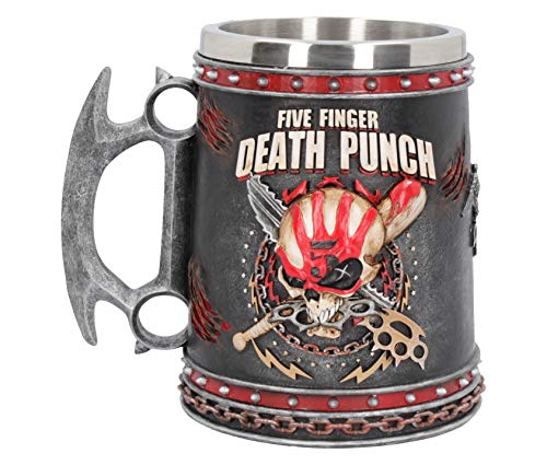 Nemesis Now Five Finger Death Punch Bierkrug 15 cm, Kunstharz mit Edelstahl-Einsatz, Schwarz von Nemesis Now