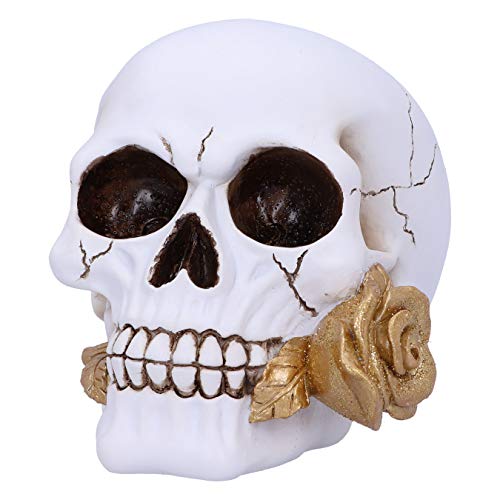 Nemesis Now Floral Fate Golden Rose Skull Ornament, weiß, 17,5 cm von Nemesis Now