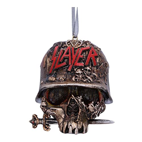 Nemesis Now Slayer Totenkopf Hängende Ornament 8cm, Bronze, Harz, Offiziell lizenzierte Slayer Merchandise, Helmschädel Design, in Harz gegossen, sorgfältig handbemalt von Nemesis Now