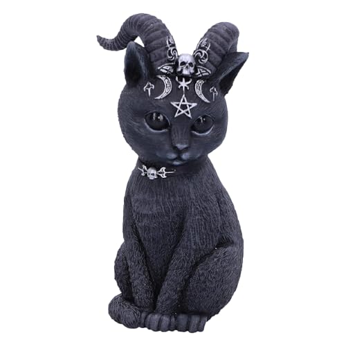 Nemesis Now Pawzuph Horned Okkulte Katze, Polyresin, schwarz und Silber, 11 cm von Nemesis Now