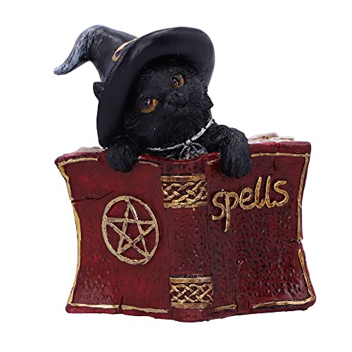 Nemesis Now Kitty's Grimoire Katzen-Zauberbuch-Figur, 8,2 cm, Kunstharz, rot, Hexenfigur, perfekte Ergänzung für Jede Hexerei-Sammlung, in feinstem Harz gegossen, fachmännisch handbemalt von Nemesis Now