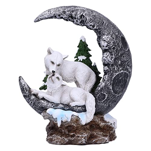 Nemesis Now Lunar Companions Figur 19,3 cm, Wolf und Mondskulptur, Kunstharz, Gothic Fantasy Merchandise, gegossen aus feinstem Kunstharz, handbemalt von Nemesis Now