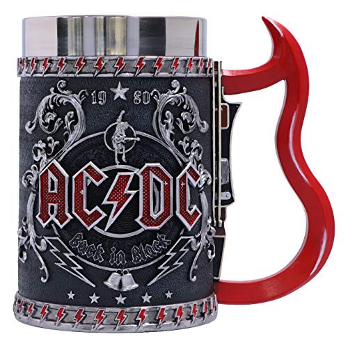 Nemesis Now Offiziell lizenzierte ACDC Back in Black Tankard Tasse, Edelstahl Harz, Schwarz, 1 Stück (1er Pack) von Nemesis Now