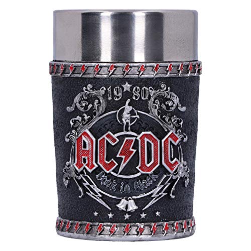 Nemesis Now Offiziell Lizenziertes ACDC Back in Black Schnapsglas, Glas Edelstahl Harz, Schwarz, 8.5 cm von Nemesis Now