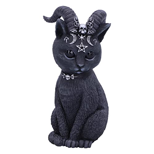 Nemesis Now Pawzuph Horned Okkulte Katze, Polyresin, schwarz und Silber, 11 cm von Nemesis Now