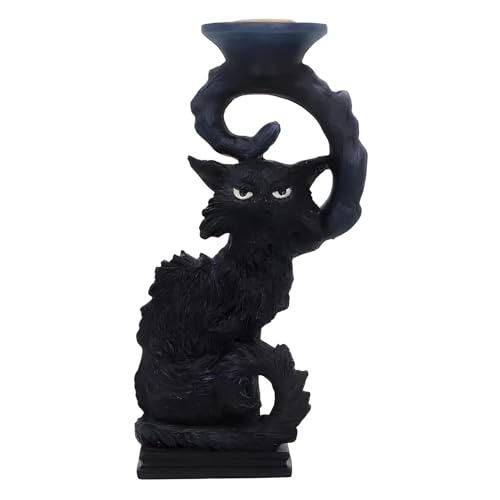 Nemesis Now Salem Kerzenhalter, Schwarze Katze, 20 cm, Kunstharz von Nemesis Now
