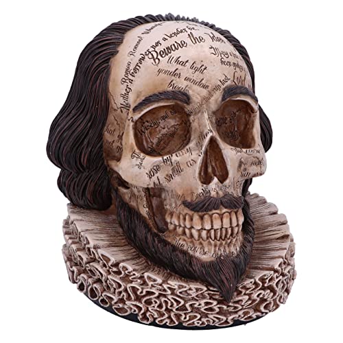 Nemesis Now Shakespeare's Legacy 16 cm, Kunstharz, Shakespeare-Totenkopf-Figur, inspiriert von William Shakespeare, gegossen aus feinstem Harz, handbemalt von Nemesis Now