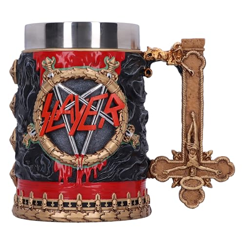 Nemesis Now Slayer Reign in Blood Tankard, Resin, Black/Red, Officially Licensed Slayer Band Merch, Removable Stainless Steel Insert, Cast in the Finest Resin, Expertly Handpainted von Nemesis Now