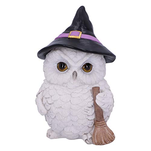 Nemesis Now Snowy Magic Witch Owl Familiar Figurine, White, 18cm Dekofigur Schneezauber mit Eulenmotiv, weiß, 18 cm von Nemesis Now