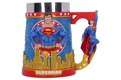 Nemesis Now Superman Man of Steel Bierkrug, 15,5 cm, Harz, offizielles Lizenzprodukt, Superman-Bierkrug, gegossen in feinstem Harz, fachmännisch handbemalt, herausnehmbarer Einsatz von Nemesis Now