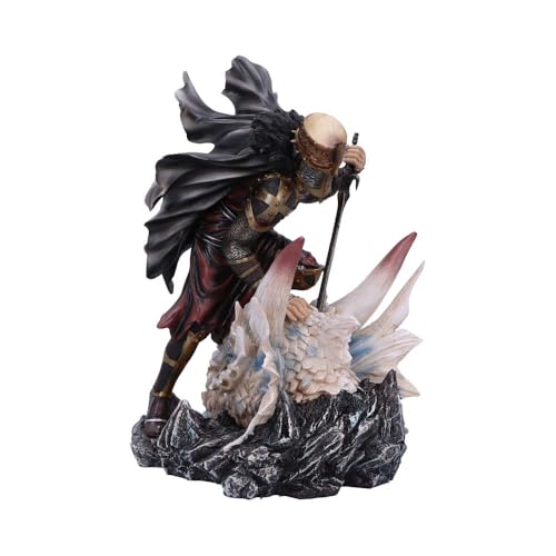 Nemesis Now The Price of Valour – Drache und Ritter Statue – Detaillierte Ritterstatue aus Kunstharz, Metallic-Gold-Rüstung, schwarzer Umhang, für Fantasy-Sammler von Nemesis Now