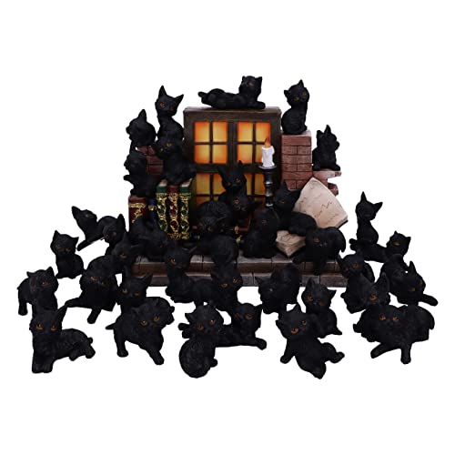 Nemesis Now The Witches Katzenstreuständer und 36 Schwarze Katzenfiguren, 24,8 cm von Nemesis Now