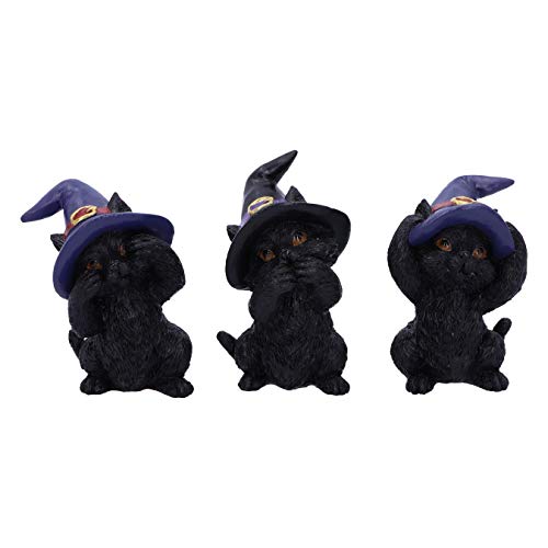 Nemesis Now Three Wise Familiars See Hear Speak No Evil Black Cats Figur, Schwarz, 9.2cm von Nemesis Now