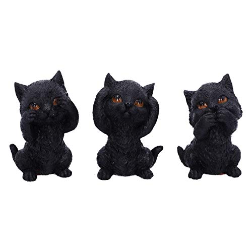 Nemesis Now Three Wise Kitties See Hear Speak No Evil Vertrautes Schwarze Katzen Figur, 8.8cm von Nemesis Now