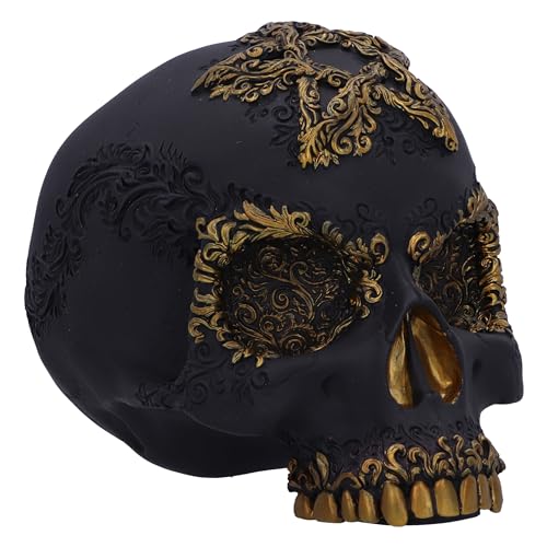 Nemesis Now Totenkopf-Figur Divine Demise, 15,5 cm, Kunstharz, Schwarz & Gold, Barockstil, Totenkopf-Ornament, Gothic-Dekor, gegossen aus feinstem Harz, fachmännisch handbemalt von Nemesis Now