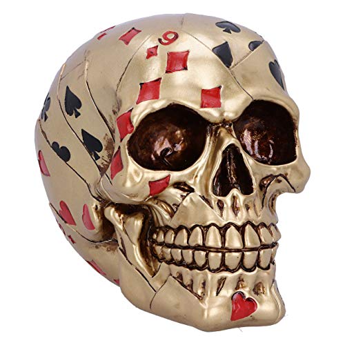 Nemesis Now Totenmann-Hand, goldene Spielkarte, Totenkopf-Ornament, Harz, 15 cm von Nemesis Now