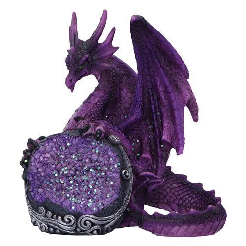 Nemesis Now Wächter der Geode, 11,5 cm, Harz, lila, Drachenfigur, lila Drachenornament, Drachen-Ornament, Sammlerstück, Drachen-Geschenkware, gegossen aus feinstem Harz, fachmännisch handbemalt von Nemesis Now