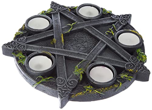 Nemesis Now B2538G6 Wiccan Pentagramm Teelichthalter, 25,5 cm, Schwarz, Harz von Nemesis Now