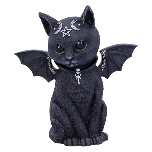 Nemesis Now Malpuss Winged Okkulte Katze, Polyresin, schwarz und Silber, 10 cm von Nemesis Now