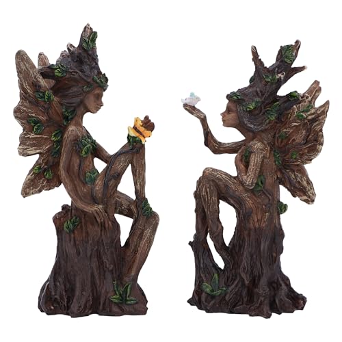 Nemesis Now Woodland Beauty Feen-Figur, 15,5 cm, aus Kunstharz, braun, Feen-Ornament, Sammlerstück, Feen-Geschenk, gegossen aus feinstem Harz, fachmännisch handbemalt, 2 Stück von Nemesis Now