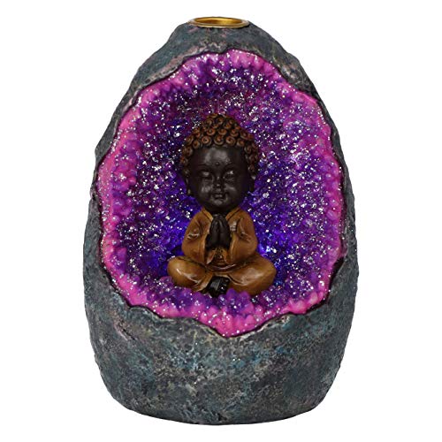 Nemesis Now Zen Geode Baby Buddha Kristall-Rückfluss-Räuchergefäß, Violett, 14,5 cm von Nemesis Now