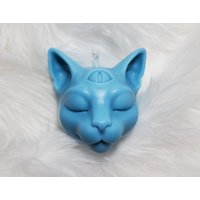 Buddha Third Eye Mystic Cat Shaped Candle Benutzerdefinierter Duft Und Farbe, Sojawachs. Gothic, Alternative, Hexenkerze von NemesisBoutique