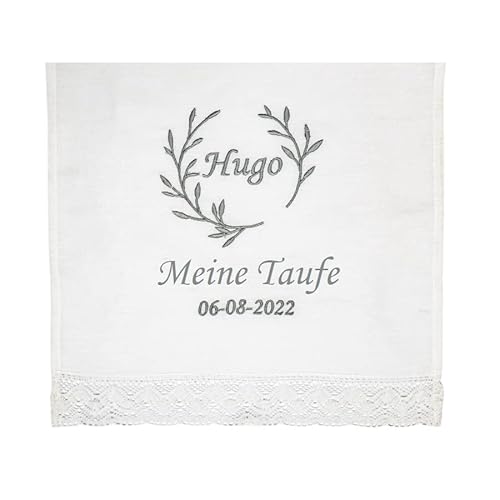 Nenel Der Kerzentuch Taufe oder der Tauftuch mit “Meine Taufe” Bestickt. Modellen Kleine Blatte (Grau) von Nenel