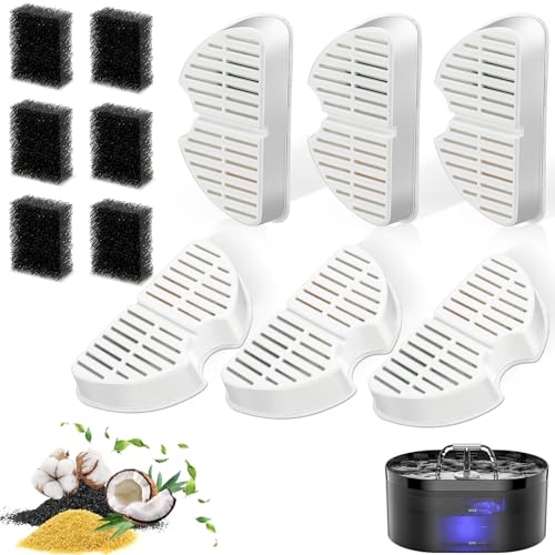 Cat Fountain Filter, 6 Pieces Filters + 6 Pieces Foam Filters for Cat Drinking Fountain, Filtering Hair (Sponge), Triple Filtration (Filter) Filtres de von Nenozi