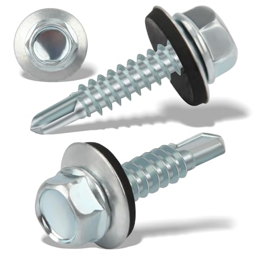 120 Stück Trapezblechschrauben Selbstschneidende Schrauben 5,5 x 25 mm Sechskant Spenglerschrauben mit Dichtscheibe Verzinkt Blechschrauben Bohrschrauben Metalldachschrauben(Silber) von Nenull