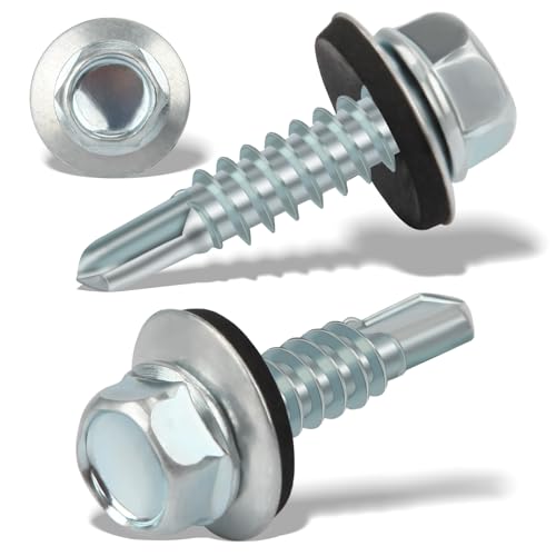 120 Stück Trapezblechschrauben Selbstschneidende Schrauben 6,3 x 25 mm Sechskant Spenglerschrauben mit Dichtscheibe Verzinkt Blechschrauben Bohrschrauben Metalldachschrauben(Silber) von Nenull