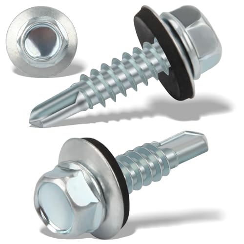 300 Stück Trapezblechschrauben Selbstschneidende Schrauben 4,8 x 19 mm Sechskant Spenglerschrauben mit Dichtscheibe Verzinkt Blechschrauben Bohrschrauben Metalldachschrauben(Silber) von Nenull