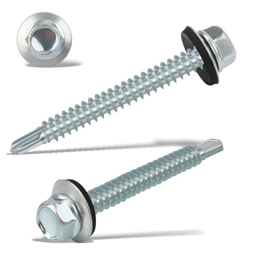 80 Stück Trapezblechschrauben Selbstschneidende Schrauben 6,3 x 50 mm Sechskant Spenglerschrauben mit Dichtscheibe Verzinkt Blechschrauben Bohrschrauben Metalldachschrauben(Silber) von Nenull