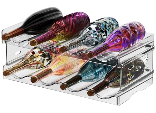 Nenull Flaschenregal Stapelbar 2er Fasst 8 Behälter Flaschen Organizer Schrank Flaschenaufbewahrung Flaschenhalter Flaschenregal für Schrank Kühlschrank Küchenarbeitsplatte (Kunststoff) von Nenull