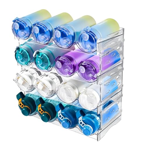 Nenull Flaschenregal Stapelbar 4er Fasst 16 Behälter Flaschen Organizer Schrank Flaschenaufbewahrung Flaschenhalter Flaschenregal für Schrank Kühlschrank Küchenarbeitsplatte (Kunststoff) von Nenull