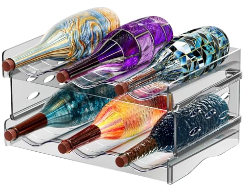 Nenull Flaschenregal Stapelbar 2er Fasst 6 Behälter Flaschen Organizer Schrank Flaschenaufbewahrung Flaschenhalter Flaschenregal für Schrank Kühlschrank Küchenarbeitsplatte (Kunststoff) von Nenull