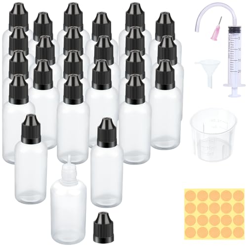 Nenull Liquid Flaschen 30ml 24 Stück Tropfflasche Leere Quetschflasche Plastikflaschen Dropper Bottle liquidflaschen mit Kindersicherung Deckel Gratis Trichter Messbecher Transfer Pipette Aufkleber von Nenull