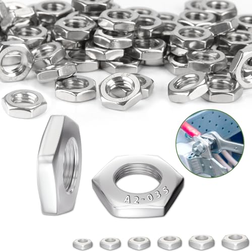 Sechskantmuttern M12 Mutter (niedrige Form, mit Fase) 10 Stück DIN439 Flache Muttern Edelstahl A2 V2A Sechskantmutter für Eisen und Schrauben,Gewindebolzen,Stahl,Holz,Maschinen und Möbelherstellung von Nenull