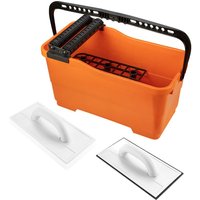 Fliesenleger-Set: 25l-Behälter mit Gitter und Rollen, Gummikelle, weiche Schwammkelle Fliesenleger-Set: 25l-Behälter mit Gitter und Rollen, Gummikelle, weiche Schwammkelle von Neo